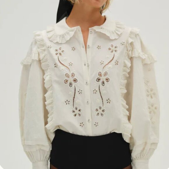 For Love And Lemons Cream Floral Blouse - Picture 3 of 6